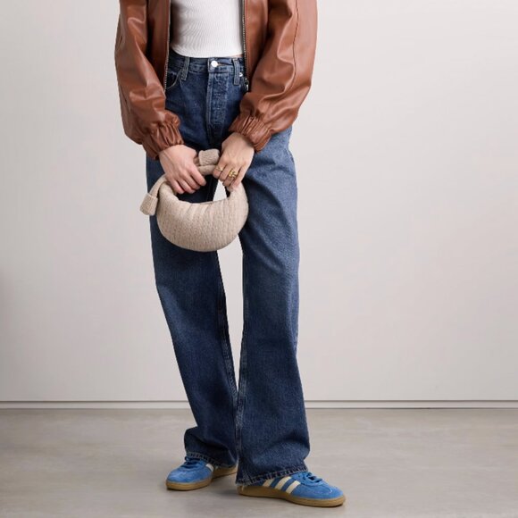 Agolde Low Slung Puddle Jeans in Dark Denim - Picture 1 of 9